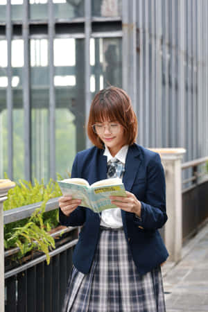 Stylish Student Reading Outdoors.jpg Wallpaper