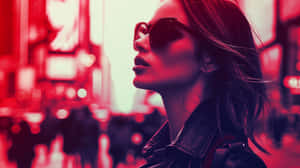 Stylish Urban Woman Red Tone Wallpaper