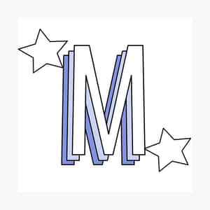 Stylized Letter Mwith Stars Wallpaper