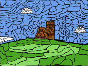 Stylized Mountain Monument Artwork Wallpaper