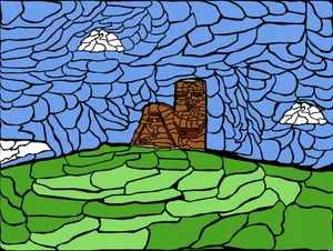 Stylized Mountain Monument Artwork Wallpaper