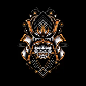 Stylized Samurai Helmet Graphic Wallpaper