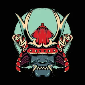 Stylized Samurai Helmet Graphic Wallpaper