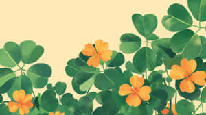 Stylized Shamrockand Flowers Illustration Wallpaper