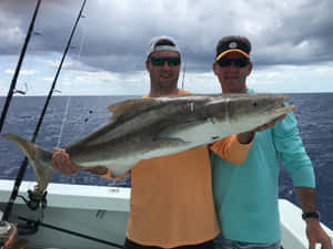 Successful Cobia Catchat Sea Wallpaper