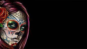 Sugar Skull Girl On Black Wallpaper