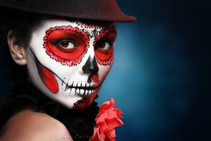 Sugar Skull Woman Wearing Hat Wallpaper