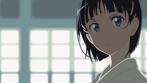 Suguha Kirigaya Posing In An Enchanting Forest Scene Wallpaper