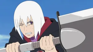 Suigetsu Hozuki Showcasing His Extraordinary Abilities In The Naruto Shippuden Universe Wallpaper