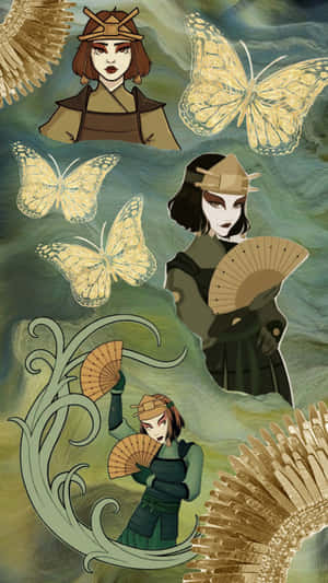 Suki_ Avatar_ Fan_ Art_with_ Butterflies Wallpaper