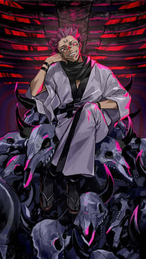 Sukuna Sittingon Throneof Skulls Wallpaper