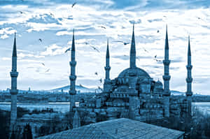 Sultan Ahmed Mosque White Clouds Wallpaper