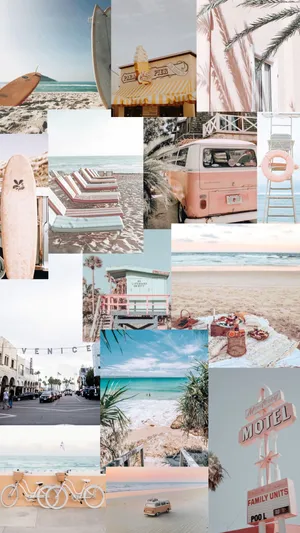 Summer Beach Aesthetic Collage.jpg Wallpaper