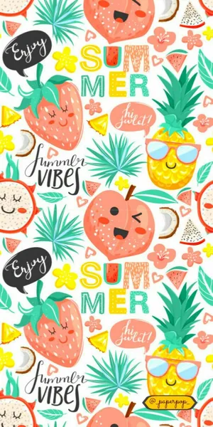 Summer Fun Fruit Cartoons Wallpaper