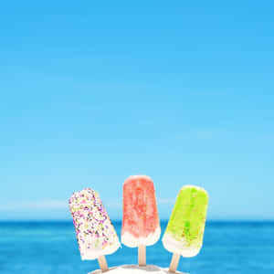 Summer Ice Pops Ocean Backdrop Wallpaper