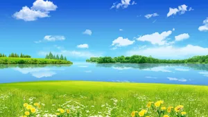 Summer_ Lake_ Serenity_4 K_ Ultra_ Wide Wallpaper