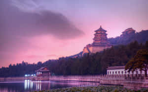 Summer Palace Purple Sunset Wallpaper