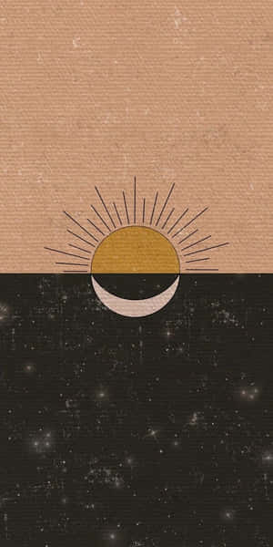 Sun And Moon Embracing In A Serene Sky Wallpaper