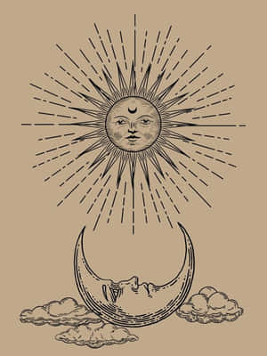 Sun And Moon Embracing The Sky Wallpaper