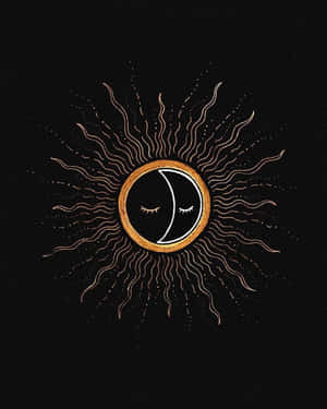 Sun And Moon United: A Harmonious Dance In The Sky Wallpaper