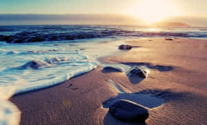 Sun-kissed Seashore Landscape Wallpaper