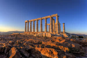 Sundown At Temple Of Poseidon Wallpaper