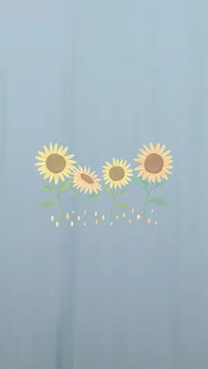 Sunflowers Spring Iphone Blue Wallpaper