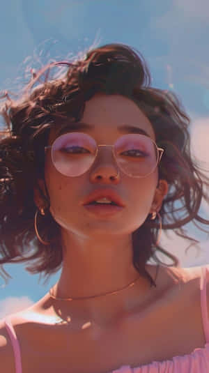 Sunkissed Portraitwith Rose Tinted Glasses Wallpaper