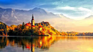 Sunlight Striking Lake Bled Wallpaper