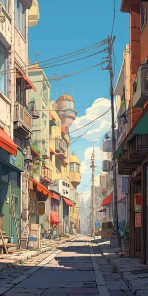 Sunlit_ Alleyway_ Studio_ Ghibli_ Style Wallpaper