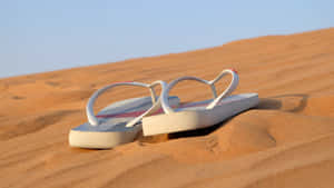 Sunlit Beach Sandals Awaiting Adventure Wallpaper