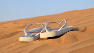 Sunlit Beach Sandals Awaiting Adventure Wallpaper