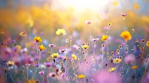 Sunlit Meadow Wildflowers Wallpaper