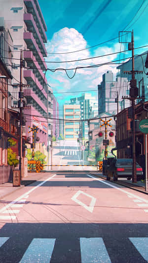 Sunny_ Anime_ Street_ Scene Wallpaper