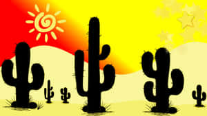 Sunny_ Desert_ Cactus_ Landscape Wallpaper