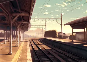 Sunny Railway Station Artwork Wallpaper
