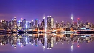 Sunrise Over The Manhattan Skyline In New York City Wallpaper