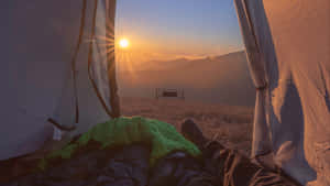 Sunrise View From Tent Camping Desktop Wallpaper