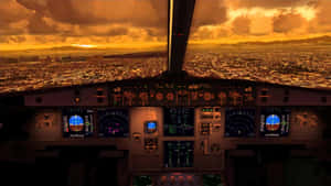 Sunset Airplane Cockpit View Wallpaper