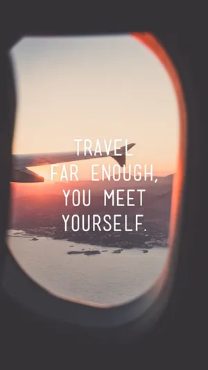 Sunset_ Airplane_ Window_ Travel_ Quote Wallpaper