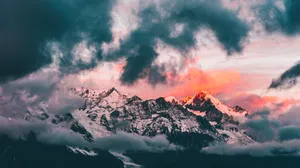 Sunset Alpenglow Mountain Peaks Wallpaper