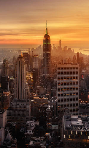 Sunset And Empire State New York Iphone Wallpaper