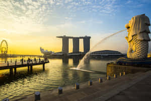 Sunset_at_ Merlion_ Park_ Singapore Wallpaper