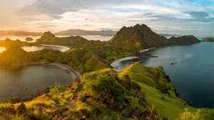 Sunset At The Top Of Komodo Island Wallpaper