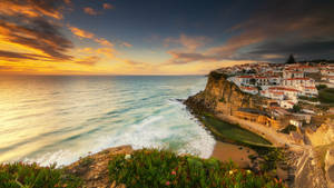 Sunset Azenha Do Mar Beach Sintra Wallpaper