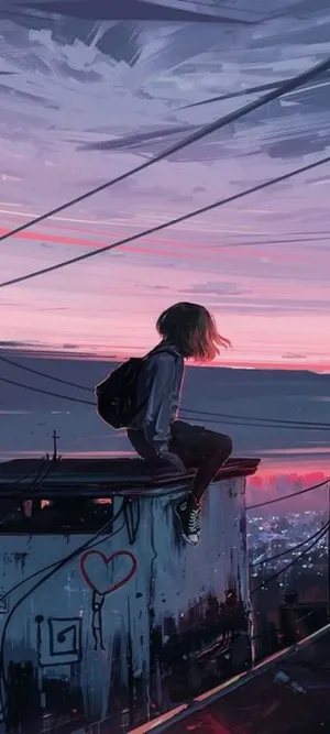 Sunset_ Contemplation_ Anime_ Style Wallpaper