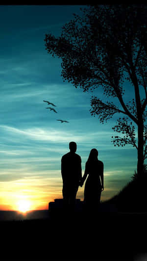 Sunset Couple Blue Sky Wallpaper