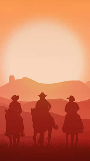 Sunset Cowboys Silhouette Wallpaper