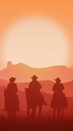 Sunset Cowboys Silhouette Wallpaper