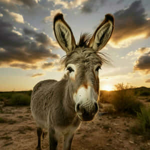 Sunset Donkey Portrait Wallpaper